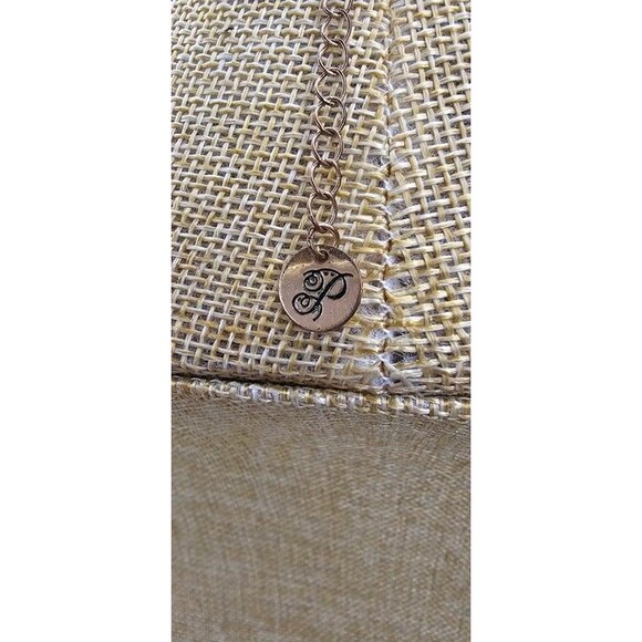 Plunder Posse Grey Cream Gold Tone Bead & Glass Rhinestone Floral Necklace 18"L - Picture 6 of 6